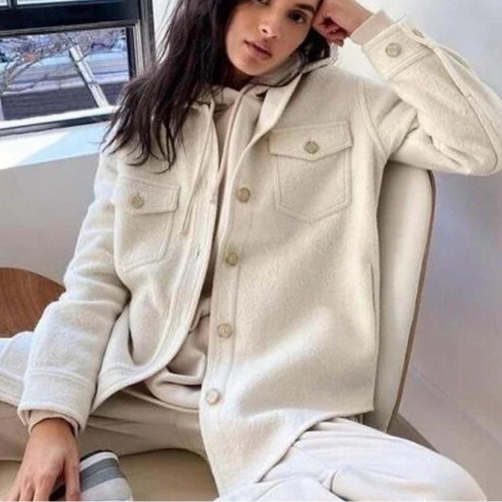 Joie Fleece Shacket, Cream, Small